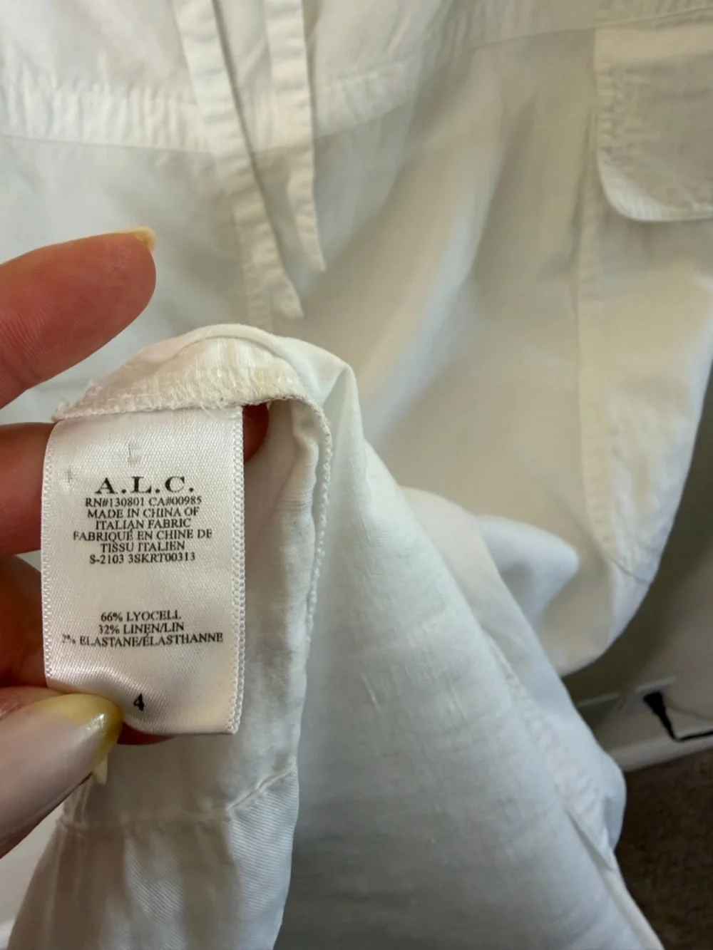 A.L.C. Womens Cecilia Linen-Blend Midi Skirt White Womens‎ Size 4